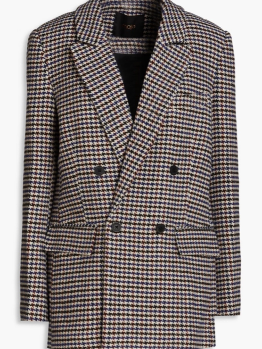 MAJE Double-breasted houndstooth wool-blend tweed blazer